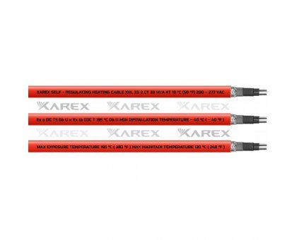 XAREX XHL 33-2 CT (33 Вт/м,Т3) Взрывозащищенный греющий саморегулирующийся кабель